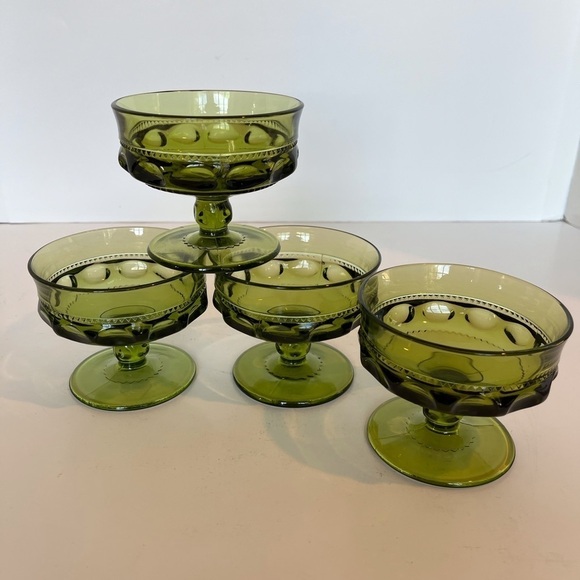 Indiana Glass Kings Crown Thumbprint Design Footed Sherbet Dishes - Picture 10 of 10